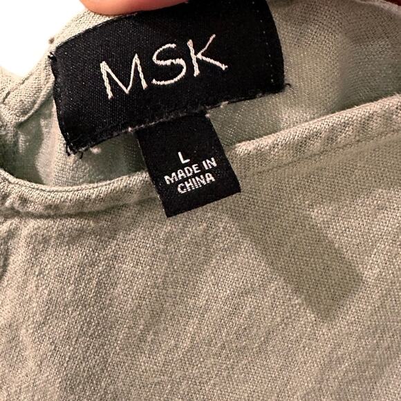 MSK Linen Blend Cropped Wide Leg Jumpsuit Lagenlook Light Sage Green XL - Picture 2 of 9